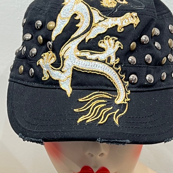 Headers military-style one size w/velcro embroidered Dragon Studded design Y2K main image 5